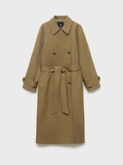 Mango Sable Brown Long Double-Breasted Trench Coat - Image 6 of 7