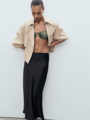 Mango Black Satin Long Skirt - Image 2 of 7