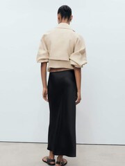 Mango Black Satin Long Skirt - Image 3 of 7