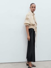 Mango Black Satin Long Skirt - Image 4 of 7