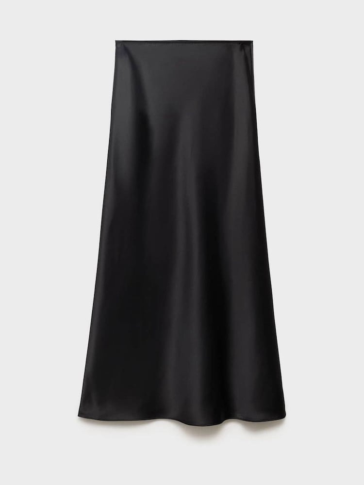 Mango Black Satin Long Skirt - Image 7 of 7 Mango Black Satin Long Skirt - Image 7 of 7