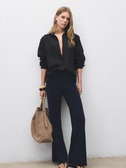 Mango Blue Straight Knitted Trousers - Image 1 of 6
