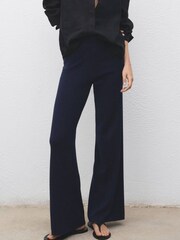 Mango Blue Straight Knitted Trousers - Image 4 of 6