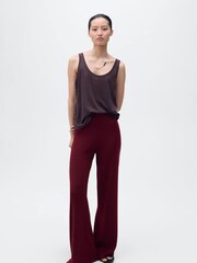 Mango Light Red Straight Knitted Trousers - Image 1 of 6