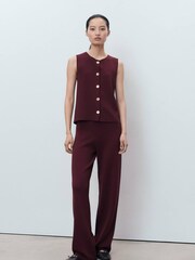 Mango Red Straight Knitted Trousers - Image 1 of 7