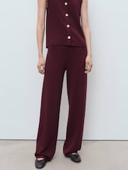 Mango Red Straight Knitted Trousers - Image 2 of 7