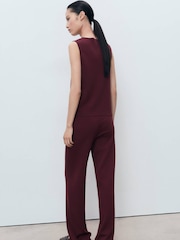 Mango Red Straight Knitted Trousers - Image 3 of 7