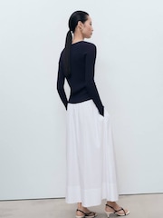 Mango Blue V-Neck Ribbed Knit Sweater - Image 4 of 6