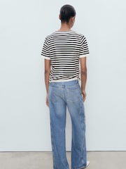 Mango Blue Striped Short-Sleeved Sweater - Image 2 of 7