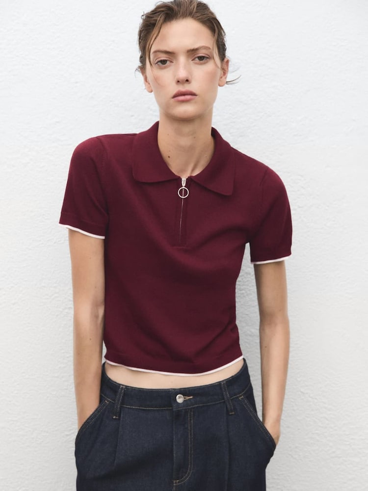 Mango Red Zipper Polo Neck Sweater - Image 2 of 7