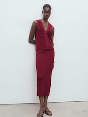 Mango Red Fine-Knit Waistcoats - Image 1 of 7