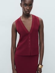 Mango Red Fine-Knit Waistcoats - Image 3 of 7
