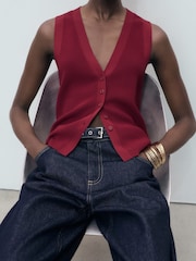 Mango Red Fine-Knit Waistcoats - Image 4 of 7