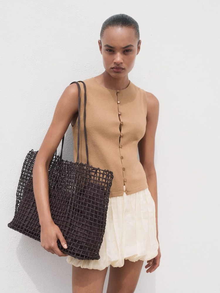 Mango Brown Drop Waistcoat - Image 2 of 7 Mango Brown Drop Waistcoat - Image 2 of 7
