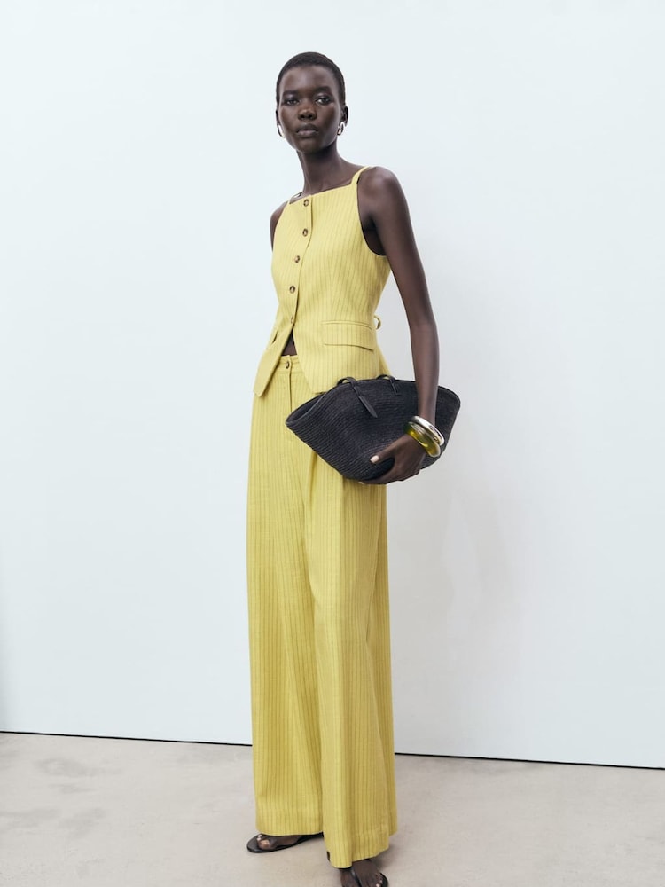 Mango Yellow Luca Trousers - Image 1 of 7 Mango Yellow Luca Trousers - Image 1 of 7