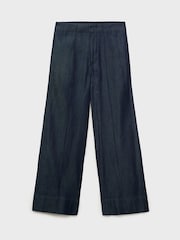 Mango Blue Wide Leg Denim Pants With Seams - Image 6 of 7