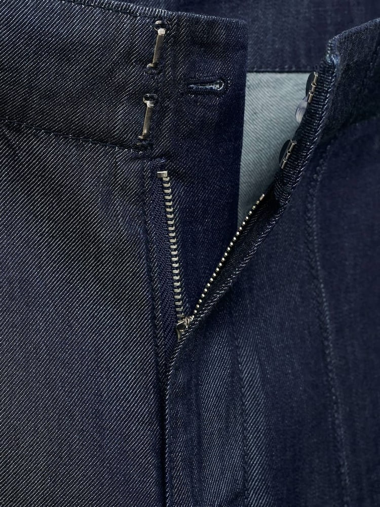 Mango Blue Wide Leg Denim Pants With Seams - Image 7 of 7