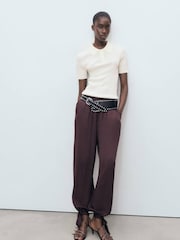 Mango White Short-Sleeved Polo-Neck Sweater - Image 1 of 7
