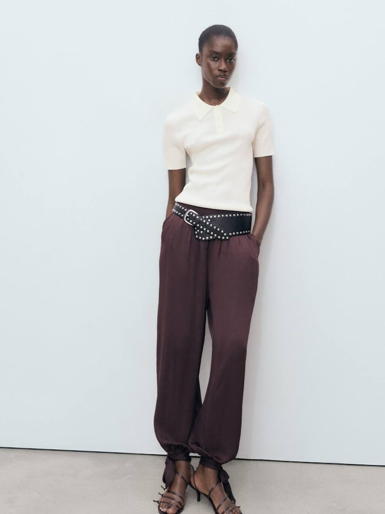 Mango White Short-Sleeved Polo-Neck Sweater - Image 1 of 7