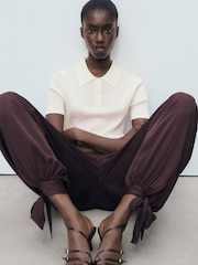 Mango White Short-Sleeved Polo-Neck Sweater - Image 4 of 7