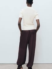 Mango White Short-Sleeved Polo-Neck Sweater - Image 5 of 7