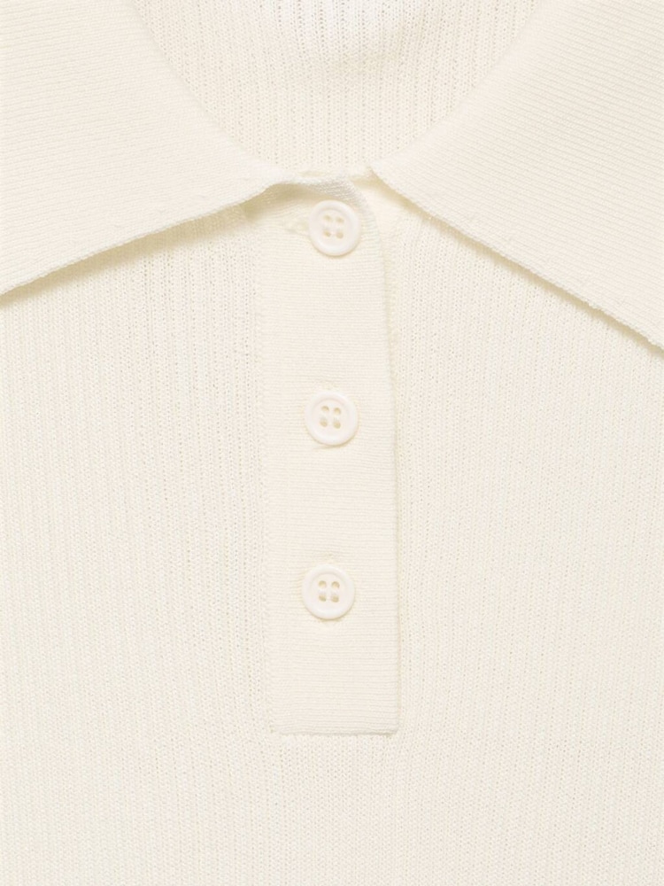 Mango White Short-Sleeved Polo-Neck Sweater - Image 7 of 7