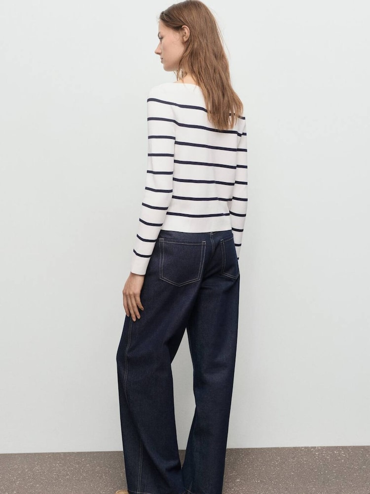 Mango White Fine-Knit Boat-Neck Sweater - Image 2 of 6