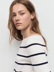 Mango White Fine-Knit Boat-Neck Sweater - Image 4 of 6