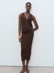 Mango Brown Fine-Knit Waistcoats - Image 1 of 7