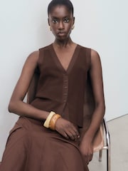 Mango Brown Fine-Knit Waistcoats - Image 3 of 7