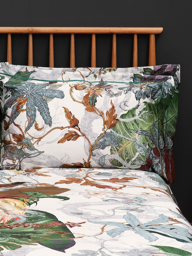 Timorous Beasties Canopy Silver Papua Paradise 220 Thread Count Duvet Cover and Pillowcase Set - Image 2 of 9 Timorous Beasties Canopy Silver Papua Paradise 220 Thread Count Duvet Cover and Pillowcase Set - Image 2 of 9