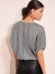 Friends Like These Silver Shimmer Flutter Sleeve Top - Image 4 of 4