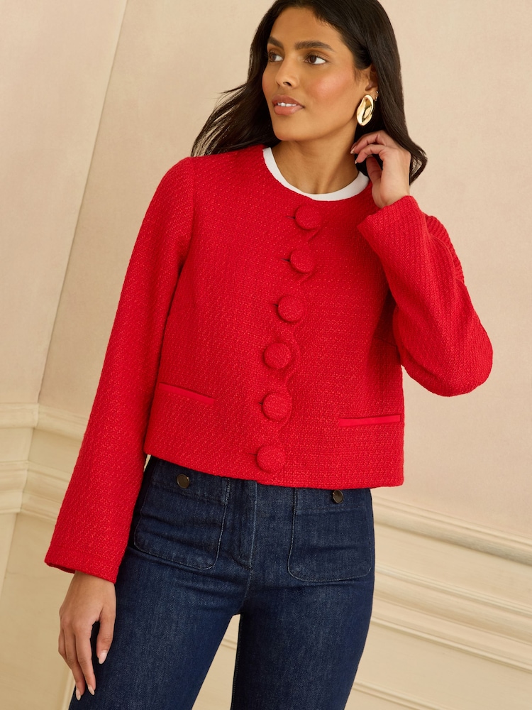 Κόκκινο - Σακάκι με χτένι Love & Roses Boucle - Εικόνα 2 του 5