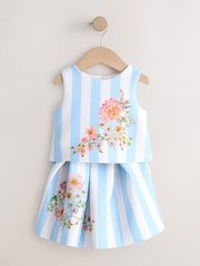 Blue Floral Scuba Top and Skirt Set (3mths-7yrs) - Image 1 of 5