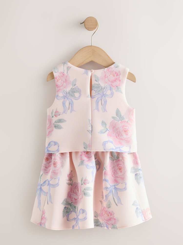 Cream Floral Scuba Top and Skirt Set (3mths-7yrs) - Image 2 of 4
