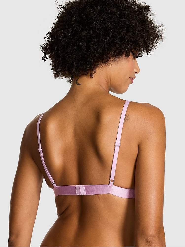 Victoria's Secret Pink Hushed Lilac Purple Non Wired Push Up Sequin Lace Bralette - Image 2 of 2 Victoria's Secret Pink Hushed Lilac Purple Non Wired Push Up Sequin Lace Bralette - Image 2 of 2