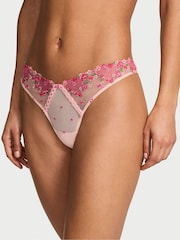 Victoria's Secret Hearts and Roses Pink Thong Embroided Knickers - Image 1 of 2