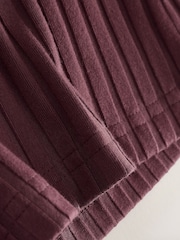 Wine Ribbed Button Through Sleeveless Top - Image 9 of 9