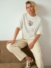 Lemon Yellow Stripe Embellished Teacup Short Sleeve Embellished T-Shirt - Image 1 of 8