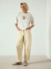 Lemon Yellow Stripe Embellished Teacup Short Sleeve Embellished T-Shirt - Image 2 of 8