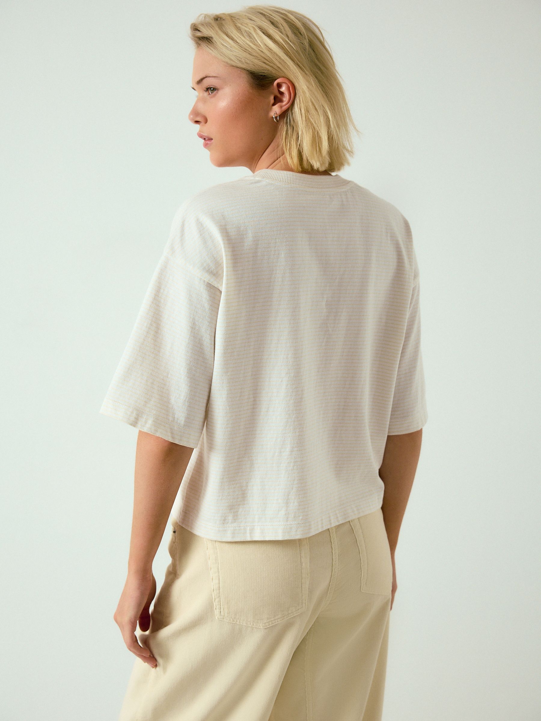 Buy Butter Yellow Stripe Beaded Teacup Short Sleeve T-Shirt from