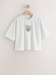 Lemon Yellow Stripe Embellished Teacup Short Sleeve Embellished T-Shirt - Image 6 of 8