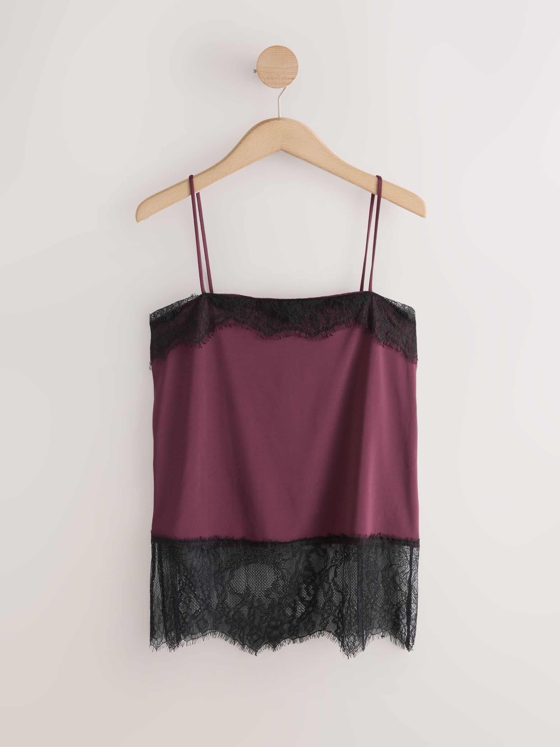 Buy Burgundy Red Lace Trim Sleeveless Cami Top from Next USA