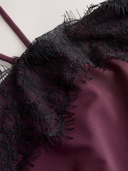 Burgundy Red Lace Trim Sleeveless Cami Top - Image 8 of 9