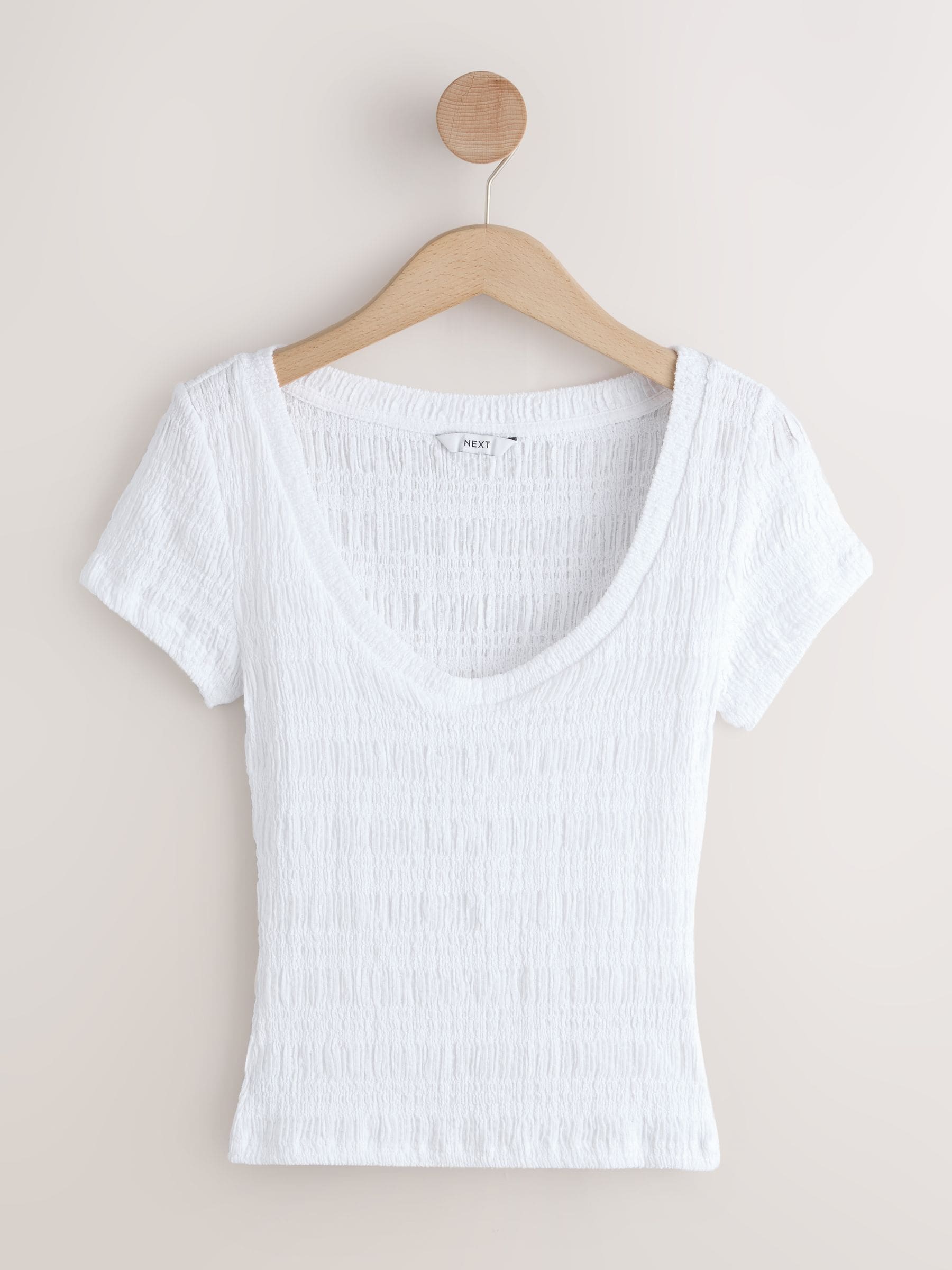 Buy White Texture Short Sleeved Scoop Neck Top from Next USA