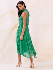 Lipsy Green Floral and Embellished Embrodiery Halter Midi Dress - Image 4 of 4