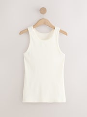 Black/Ecru Cotton Rib High Neck Vests 2 Pack - Image 3 of 5