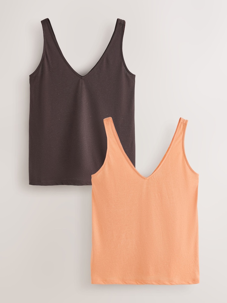 Brown/Orange Lightweight Vests 2 Pack With Linen - Image 1 of 5