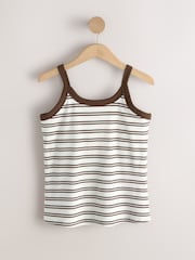 Khaki/Brown/White Stripe Hidden Support Bra Top Vests 2 Pack - Image 7 of 10