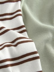 Khaki/Brown/White Stripe Hidden Support Bra Top Vests 2 Pack - Image 9 of 10